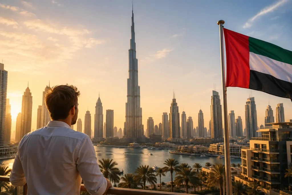 Mann vor Burj Kalifah